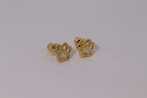 Pendientes de Botón Clásicos Vintage de Tianyu Gems para Mujer, Hechos de Latón Chapado en Oro con Diseño de Pata de Gato Calada - Product Image 5