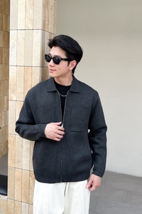 Stylish Lapel Collar Knitted Jacket for <b>Men</b>, Soft Wool Blend Button Front <b>Cardigan</b> with Chest Pockets for Fall Winter Casual - Product Image 6