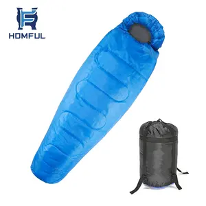 HOMFUL Outdoor Ultralight portable mummy sleeping bag camping with drawstring mummy hood