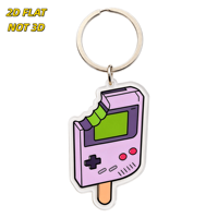 Porte-clés en acrylique console de jeu rétro Popsicle, breloque nostalgique pour joueurs, fans des années 80/90, design à bords transparents, durable, motif dessin animé