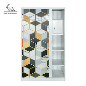Hot <strong>Sale</strong> Customized Pattern 3 Sliding Door <strong>Mirror</strong> Metal <strong>Wardrobe</strong> Steel Almirah Living Room Steel <strong>Wardrobe</strong> - Product Image 3