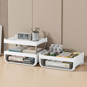 رف تخزين بلاستيكي متعدد الوظائف للمكتب والمنزل، صندوق تخزين مخصص لمستحضرات التجميل والحيوانات الأليفة مع رف عالي - Product Image 4