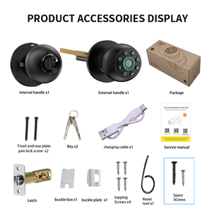 Keypad <span class=keywords><strong>Digital</strong></span> Paduan Seng Kenop Pintu Pintar Kata Sandi Sidik Jari Tuya Cloud Wifi untuk Kunci Tuas Elektronik Interior 35-50Mm - Product Image 6
