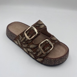 Sandali con Zeppa Viola Bohemien con Perline, Fatti a Mano, Floreali, con Doppia Fibbia, Platform, da Donna - Product Image 4