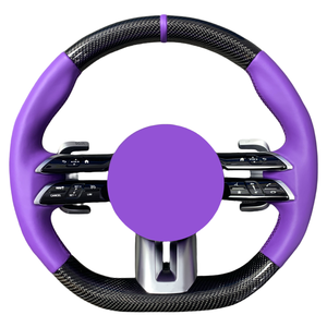 <span class=keywords><strong>Volant</strong></span> de voiture en cuir plat violet en fibre de carbone personnalisé, adapté à <span class=keywords><strong>Mercedes</strong></span> Benz W204 W205 W213 W211 W212 G63 CLA AMG - Product Image 1