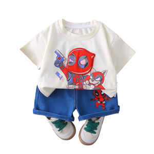 2025 conjunto informal <span class=keywords><strong>de</strong></span> verano para niños nuevos dibujos animados <span class=keywords><strong>Anime</strong></span> cuello manga corta <span class=keywords><strong>de</strong></span> <span class=keywords><strong>dos</strong></span> piezas al por mayor 100% algodón para bebés - Product Image 5