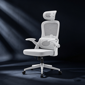 Sedia Direzionale Ergonomica Bianca dal Design Moderno, Economica, con Schienale Alto, Completamente in Rete, di Lusso, per Arredamento Commerciale - Product Image 1