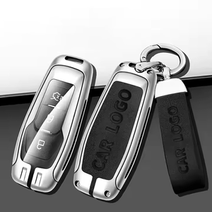 Étui de protection en cuir de haute qualité et alliage de zinc pour clé de voiture <span class=keywords><strong>Ford</strong></span>, personnalisable, vente en gros, <span class=keywords><strong>porte</strong></span>-clés de voiture - Product Image 1