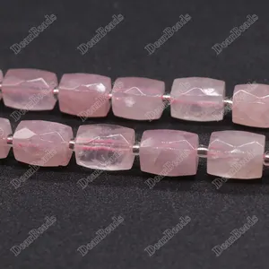 Top 5 Offre Spéciale Naturel Rectangle Tube Carré Pépite Rose Quartz Perles À Facettes Pour La Fabrication de bijoux