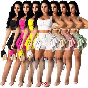 Conjunto Deportivo para Mujer, Top Corto y Pantalones Cortos Deportivos, Estilo Informal para Actividades al Aire Libre - Product Image 2