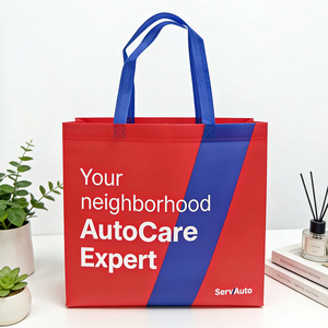 Sac fourre-tout réutilisable en tissu non tissé recyclé imprimé sur mesure avec logo personnalisé, sac de courses écologique pour supermarché - Product Image 1