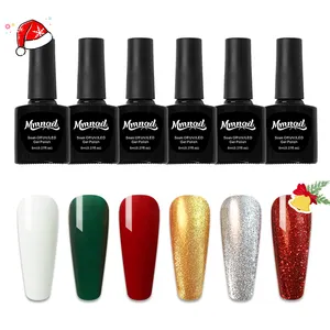 HS 6 Couleurs Glitter Sparkle Argent Or Rouge Vernis À Ongles Gel Soak Off LED Manucure Vernis À Ongles De Noël