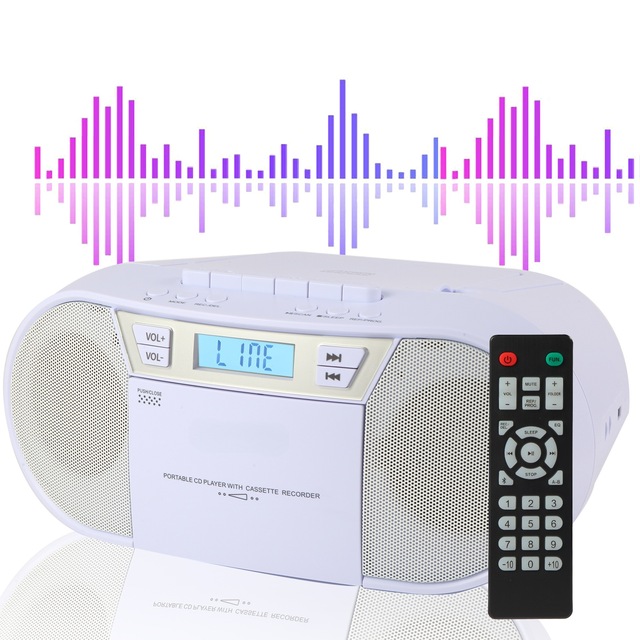 Factory Portable CD Cassette Boombox BT FM Radio USB Recording Function Dual Speakers Remote Control Home Travel Use