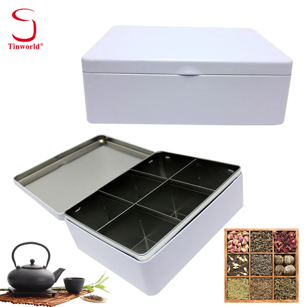 OEM ODM Custom Rectangle Flip Top Hinge Metal Container Tin Can Tinplate Exquisite Gift Packaging Food Grade Tea Box