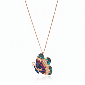 Pendentif à breloque, bijou artisanal en argent Sterling 925, joli Design papillon arc-en-ciel, vente en gros, prix d'usine - Product Image 2