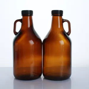Ingrovaglioli per bottiglie di vetro di birra ambrata da 64oz 2L con tappo a vite in metallo