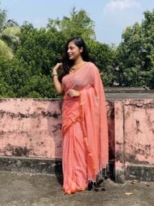 Blusa de Sari de Algodón Tejido ENT Akshay Sharma, Ecológica, de Secado Rápido, Ligera, Teñida Lisa, Vestido de Novia para Niñas y Mujeres, En Stock - Product Image 3