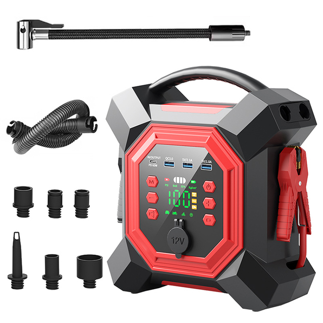 20000mAh Car Jump Starter Peak Current Battery Power Bank Charger for Most Phones Air Compressor Tire Trucks Motorcycles