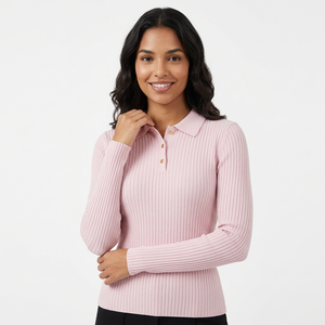 Pull-over pour femme style vintage, mode printemps, en viscose/nylon respirant, tricot côtelé avec fermeture à enfiler - Product Image 1