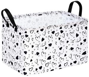 Cubo de Almacenamiento Plegable de Tela con Estampado de Corazones y Asas, Cesto para Guardería, Juguetes para Niños, Libros, Estante para Armario - Product Image 1