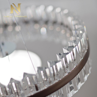 Lampes au design moderne pour la décoration de la maison Lustres de luxe Hôtel Villa Escalier Anneau Métal Cristal LED Suspension