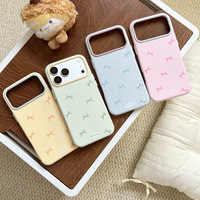 Coque de téléphone antichoc en TPU premium à motif pois et nœud papillon color-block pour iPhone 17 Pro Max et iPhone 13, style doux et délicat