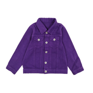 Giacca in Denim Lavato Viola 100% Cotone YAXI per Bambini, Stile Vintage con Ricamo e Bottoni, Produttore OEM/ODM, Lavabile - Product Image 3