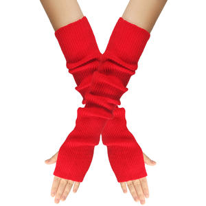 FF3174 femmes tricot chauffe-poignets gants chauds mitaines avec trou pour le pouce hiver manchettes chaussettes longs tricotés gants sans doigts - Product Image 4