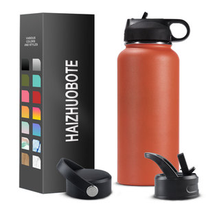Sport Water Bottles Wide Mouth Stainless Steel Double Walled Vacuum Flask Thermal Insulated Sport Water Bottles With Straw
