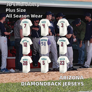 เสื้อเบสบอลปักลาย Arizona Diamondback ไซส์ใหญ่ ระบายอากาศได้ดี ขายส่ง # 51 แรนดี้ จอห์นสัน # 7 คอร์บิน แคร์โรลล์ # 4 เคเทล มาร์เต - Product Image 2