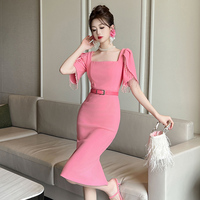 ZYHT 21134 grande taille gland à manches courtes rose fête formelle vêtements pour femmes robe coréenne élégante robe pour dames
