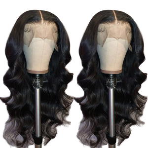 Perruque brésilienne de 26 pouces pour femmes, <span class=keywords><strong>cheveux</strong></span> humains longs, ondulés, sans colle, naissance de <span class=keywords><strong>cheveux</strong></span> naturelle, transparent, noir, bébé - Product Image 1