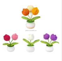Pot rajutan bunga Tulip buatan rajutan Mini tanaman benang Pot buatan tangan tanaman Pot Tulip rajutan wol
