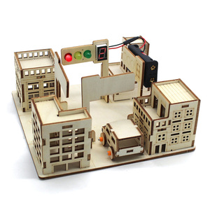 Kit de escena de calle de madera con semáforo, juguete educativo de ciencia DIY para niños de 7 a 9 años, aprendizaje STEAM - Product Image 1