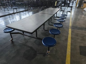 Nueva Mesa y Sillas Plegables de Metal Personalizadas, Portátiles, para Comedor de Fábrica, Escuela o Restaurante, de una Pieza, para 12 Personas - Product Image 6