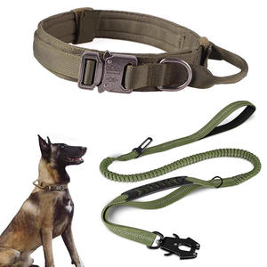 Collar Táctico Ajustable para Perro de Alta Resistencia, Correa de Tracción de Poliéster con Hebilla de Metal, Conjunto de Collar y Correa Telescópica para Perro - Product Image 1