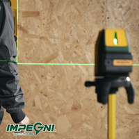 Niveau laser industriel à faisceau vert croisé, base rotative à 360°, alimenté par batterie au lithium, pour la construction, le carrelage et la mise en alignement des murs