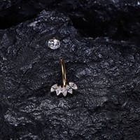 ASTM F136 Titanium Alloy Internal-Thread Navel Ring Double-Head Women's Office/Career Butterfly Piercing Jewelry