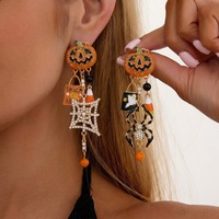 Anting Hantu Gemuk Lucu Berhias Laba-laba dan Labu Bertabur Berlian untuk Halloween, Laris Manis