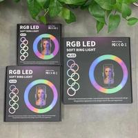 Lampu Makeup Hot MJ33 Flash RGB Warna-warni 33cm, Ring Light LED untuk Video dengan Tripod 1.6m