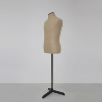 Mannequin buste homme grande taille en toile de jute et lin, avec base noire – Prix abordable