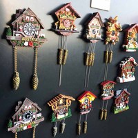 Horloge coucou en résine 3D peinte écologique Art populaire autocollant pour réfrigérateur Souvenir de tourisme artisanat aimants promotionnels pour réfrigérateur