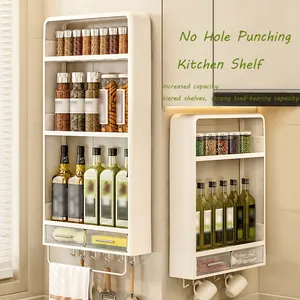 Kitchen Wall-mounted Multifunctional Spice Box Shelf Wall Without Punching Wall-mounted Spice Bottles And Jars Storage Cabinet