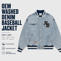 Blouson en jean pour homme, style universitaire, délavé, avec patchs chenille, coupe oversize, boutons-pression, logo personnalisé, vente en gros, usine OEM ODM