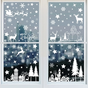 Ensemble d'autocollants statiques pour fenêtres de Noël Winter Wonderland, rennes et sapins enneigés, pour vitres et murs, décoration de maison pour les fêtes - Product Image 4
