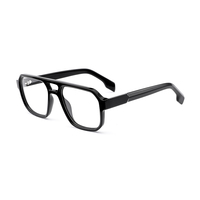 Gafas de Acetato de Doble Puente de Diseño Vintage RTA-3709, Montura de Gafas Ópticas para Hombre, Anti Luz Azul