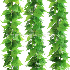 Guirnalda de Hojas Verdes Artificiales de Pothos para Colgar en la Pared, Decoración Interior, Plástico de Alta Simulación, Hojas Perennes, 5 Tiras, 99 Hojas - Product Image 2