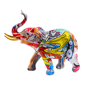 Wooden Elephant <b>Statue</b> With <b>Gold</b> Inlay Decor Indian Traditional Style Brown Color Decorative Figurine - Product Image 1