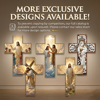 Croix de Jésus sculptée avec soin et illuminée, peinture artistique murale en bois lumineux LED pour la décoration chrétienne de la maison
