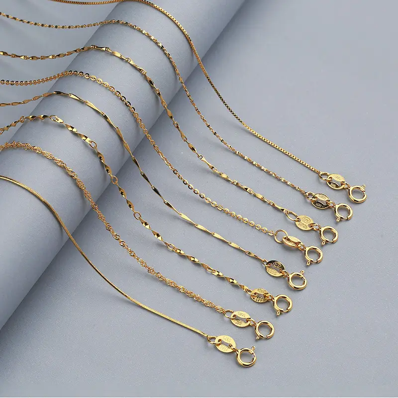 Gargantilla de cadena de serpiente de Plata de Ley 925, Collar chapado en oro rosa de 18k, cadena S925 de 40cm y 45cm